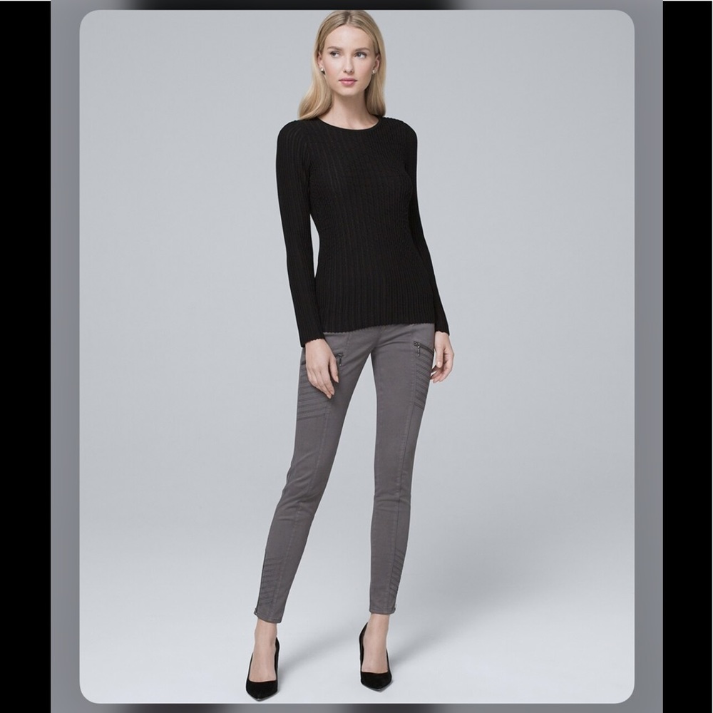 WHBM skinny moto ankle jeans in gray size 8